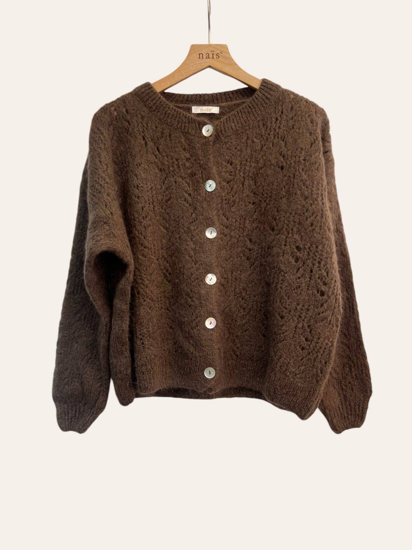 Open Weave Mohair Cardigan | Chocolate