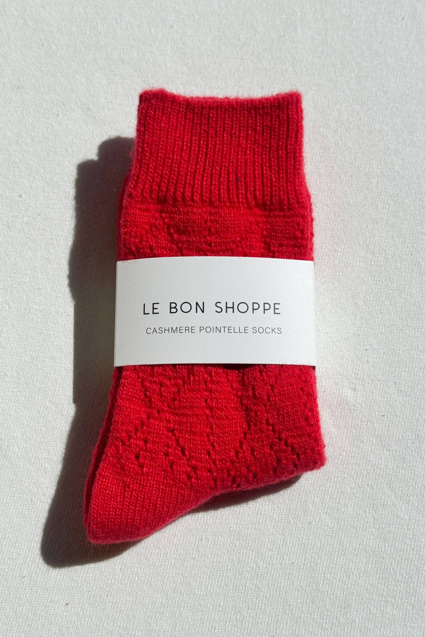 Cashmere Pointelle Socks | Red