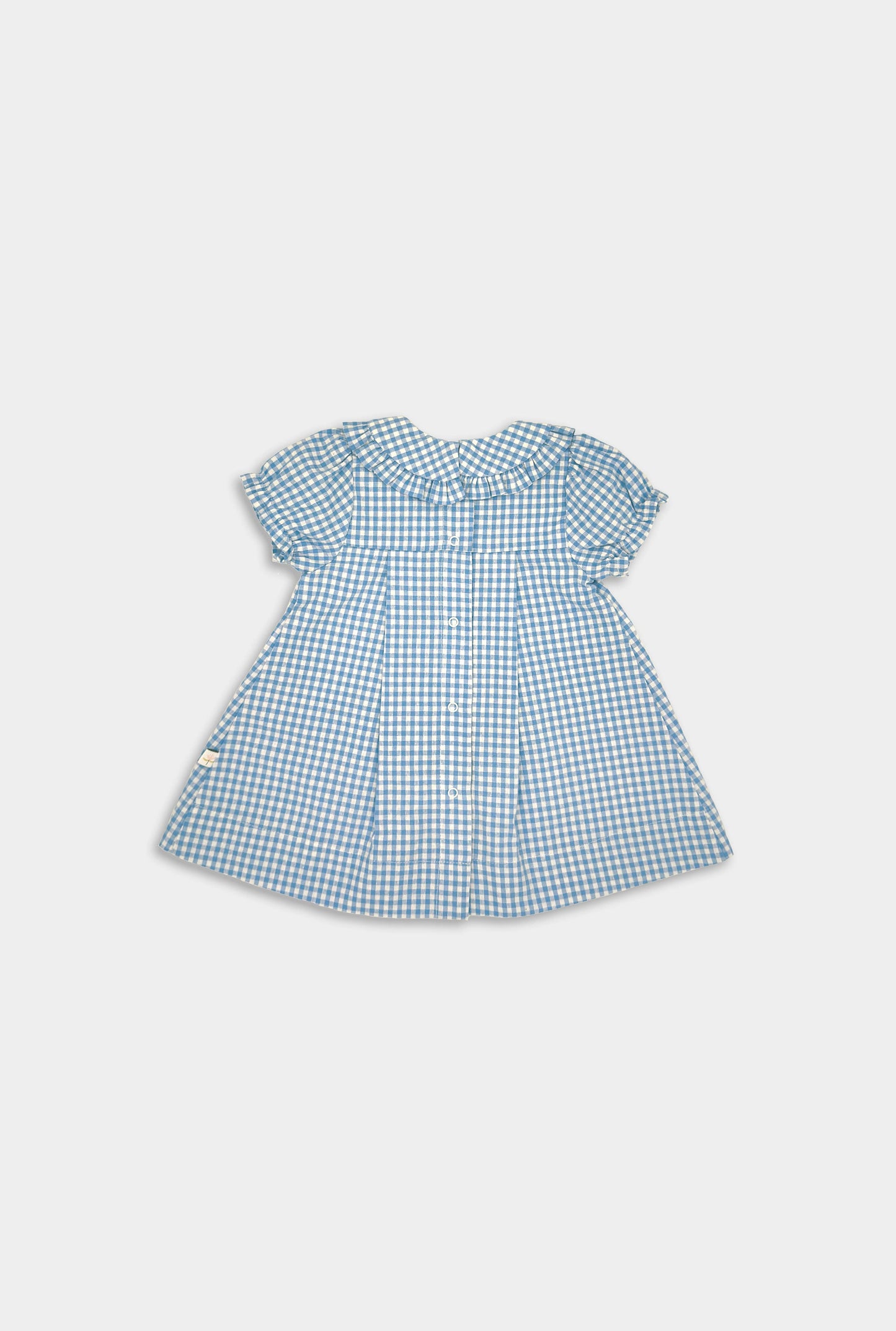 Light Blue Gingham Ruffle Collar Dress