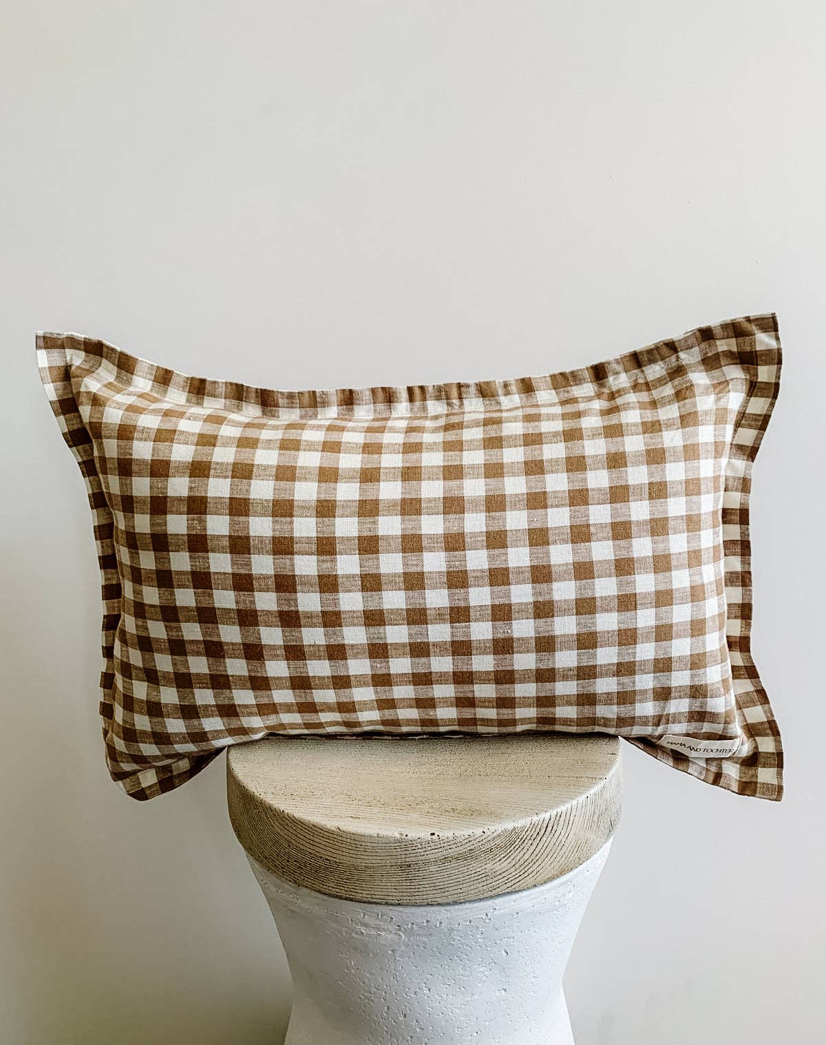 Pure French Linen Lumbar Pillow | Chocolate Gingham