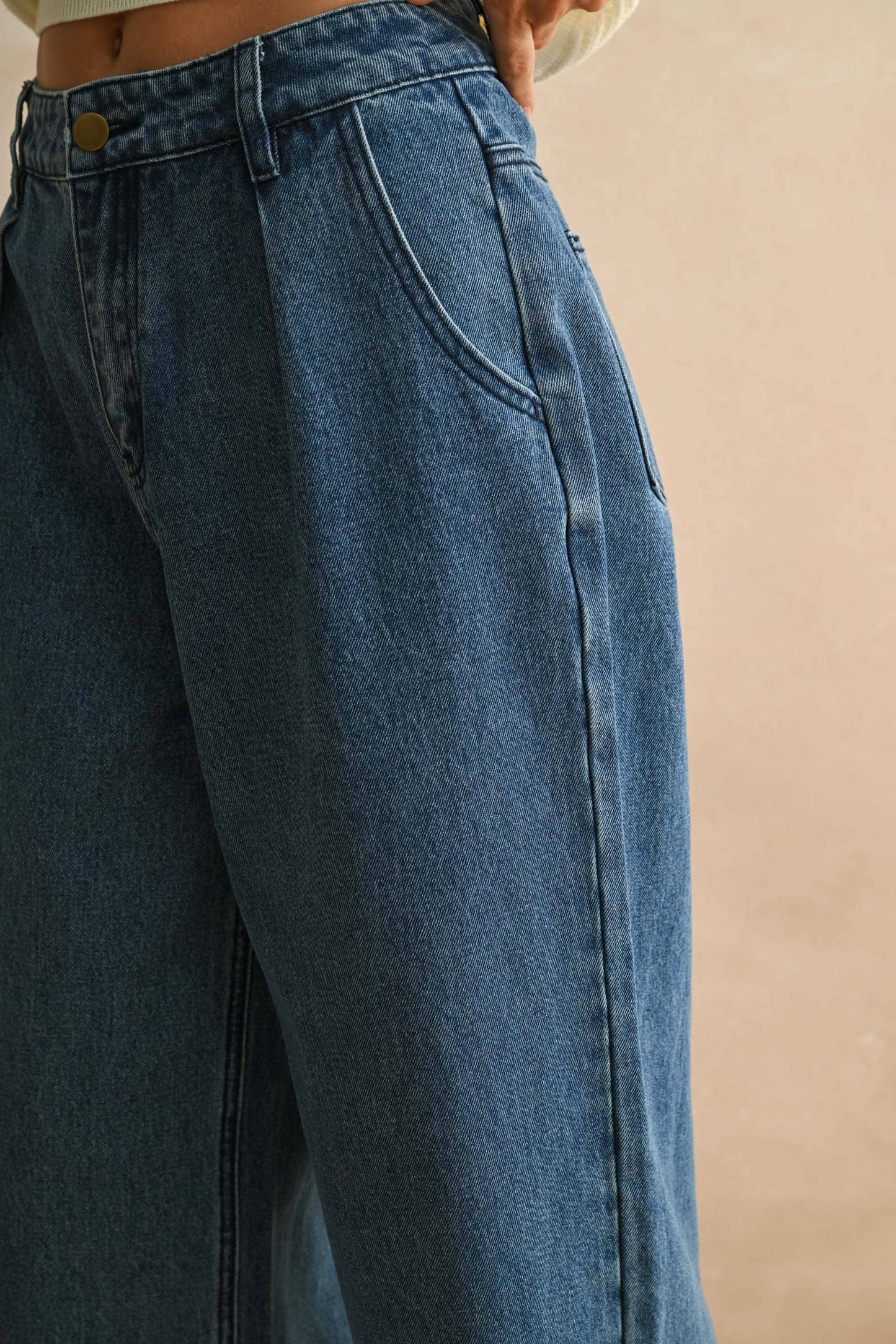 Relaxed Pleated Denim
