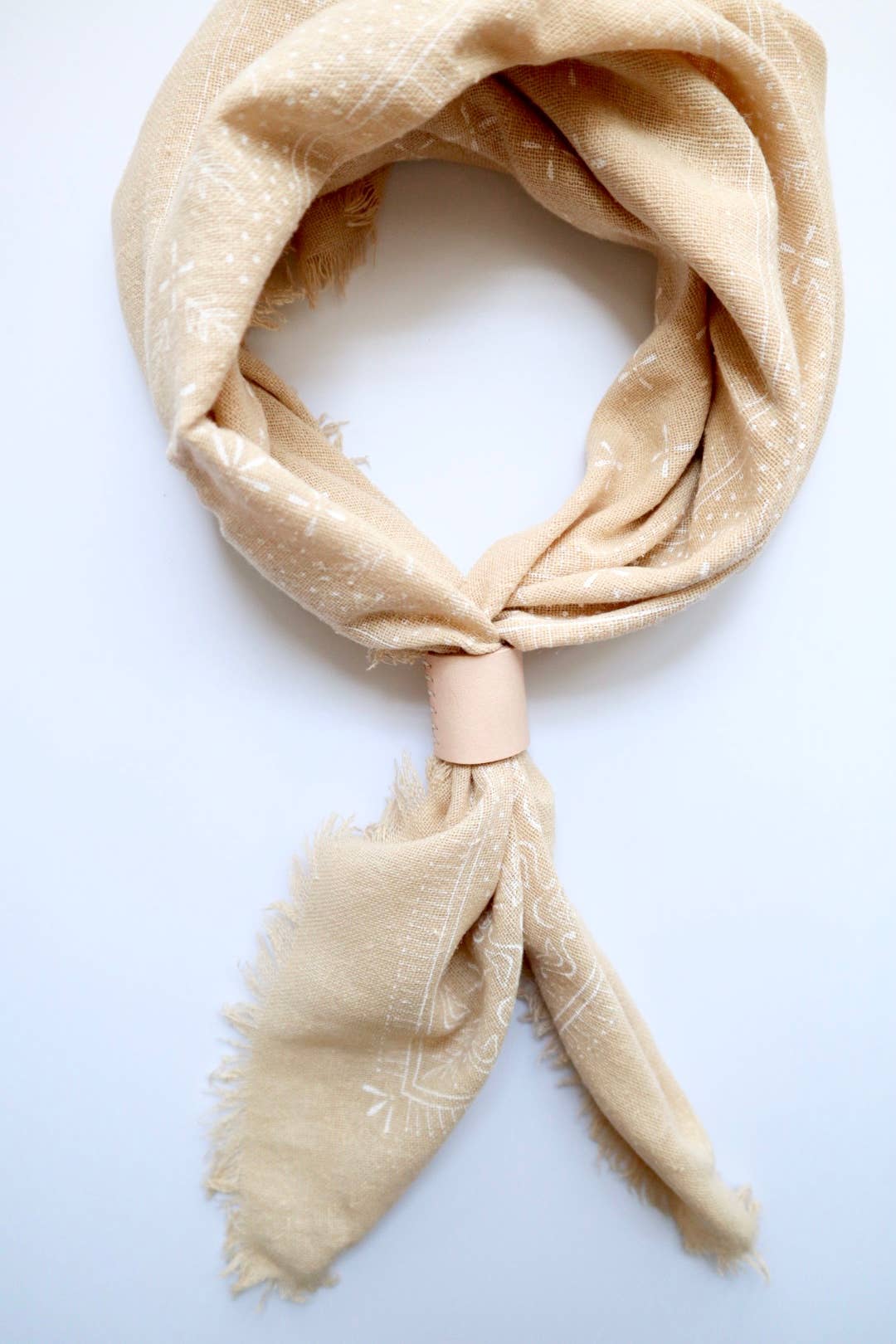 Oatmeal Classic Print Naturally Raw Silk Bandana | (white ink)