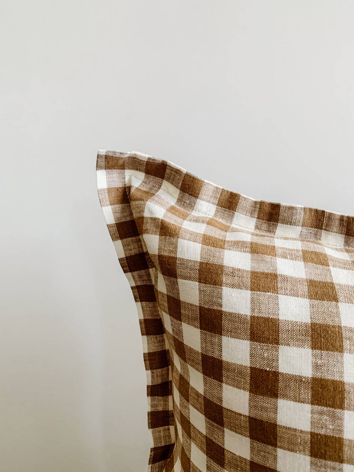 Pure French Linen Lumbar Pillow | Chocolate Gingham