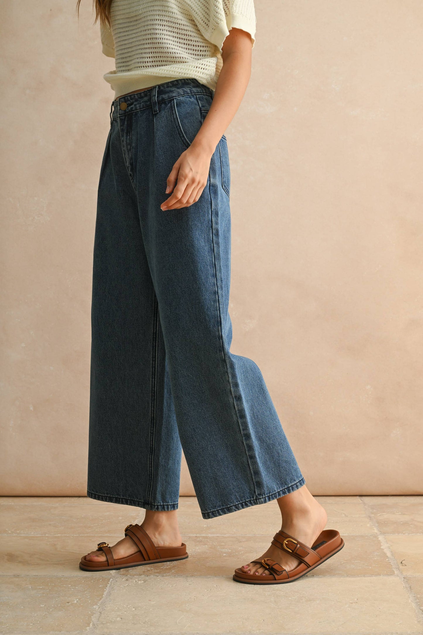 Relaxed Pleated Denim