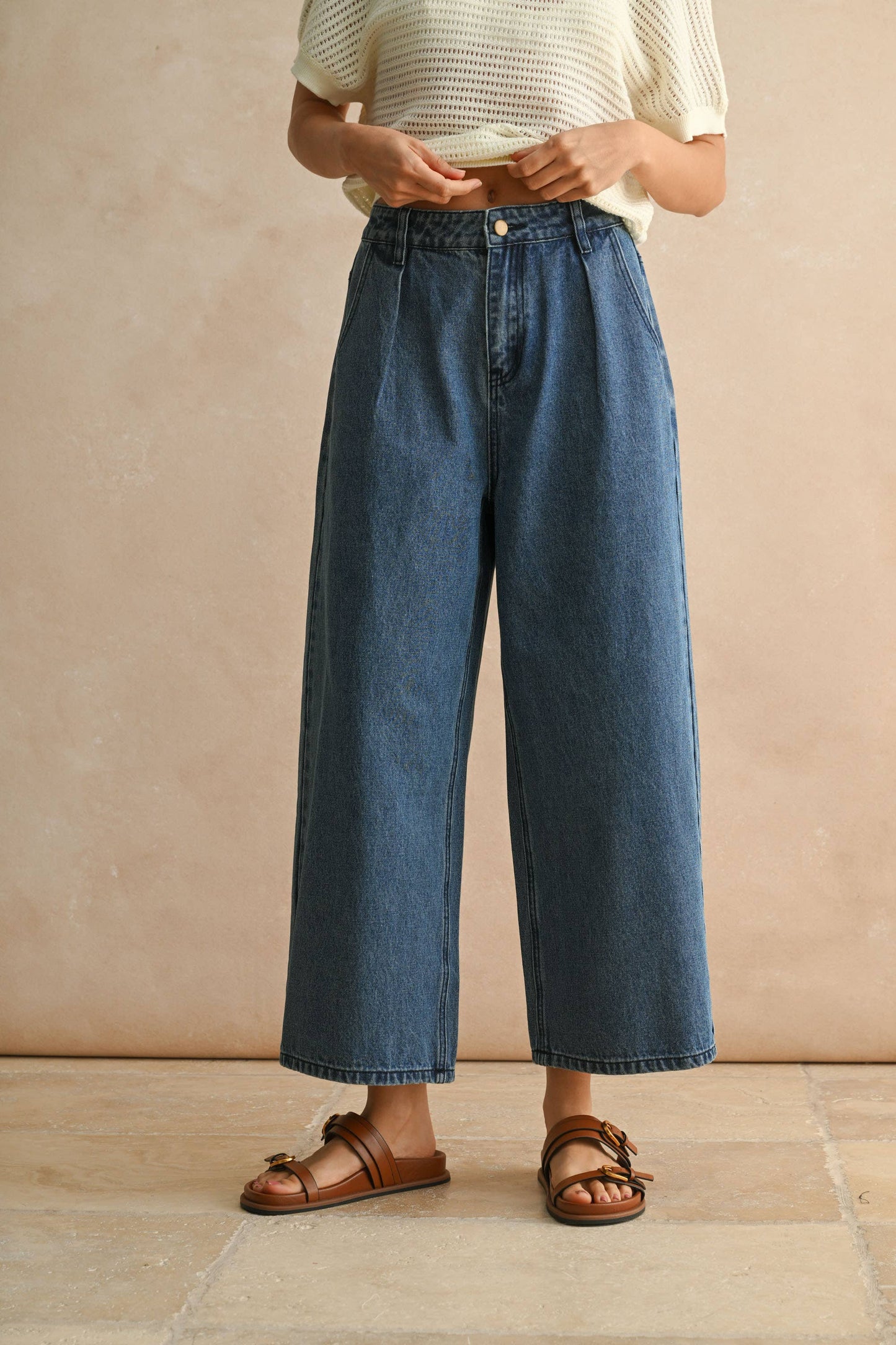Relaxed Pleated Denim