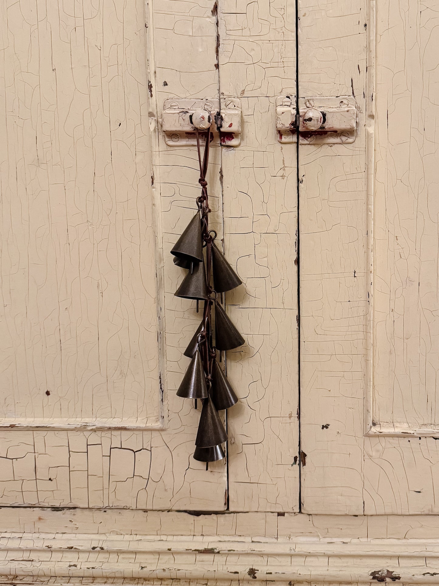 Aged Brass Bell Cluster | Brown Velvet Ribbon