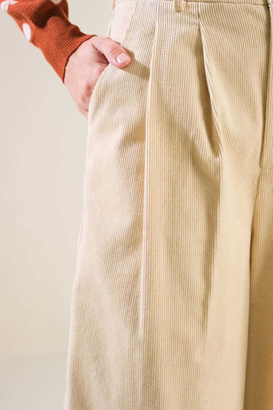 A solid woven pant - FP1296: Beige / Contemporary / L