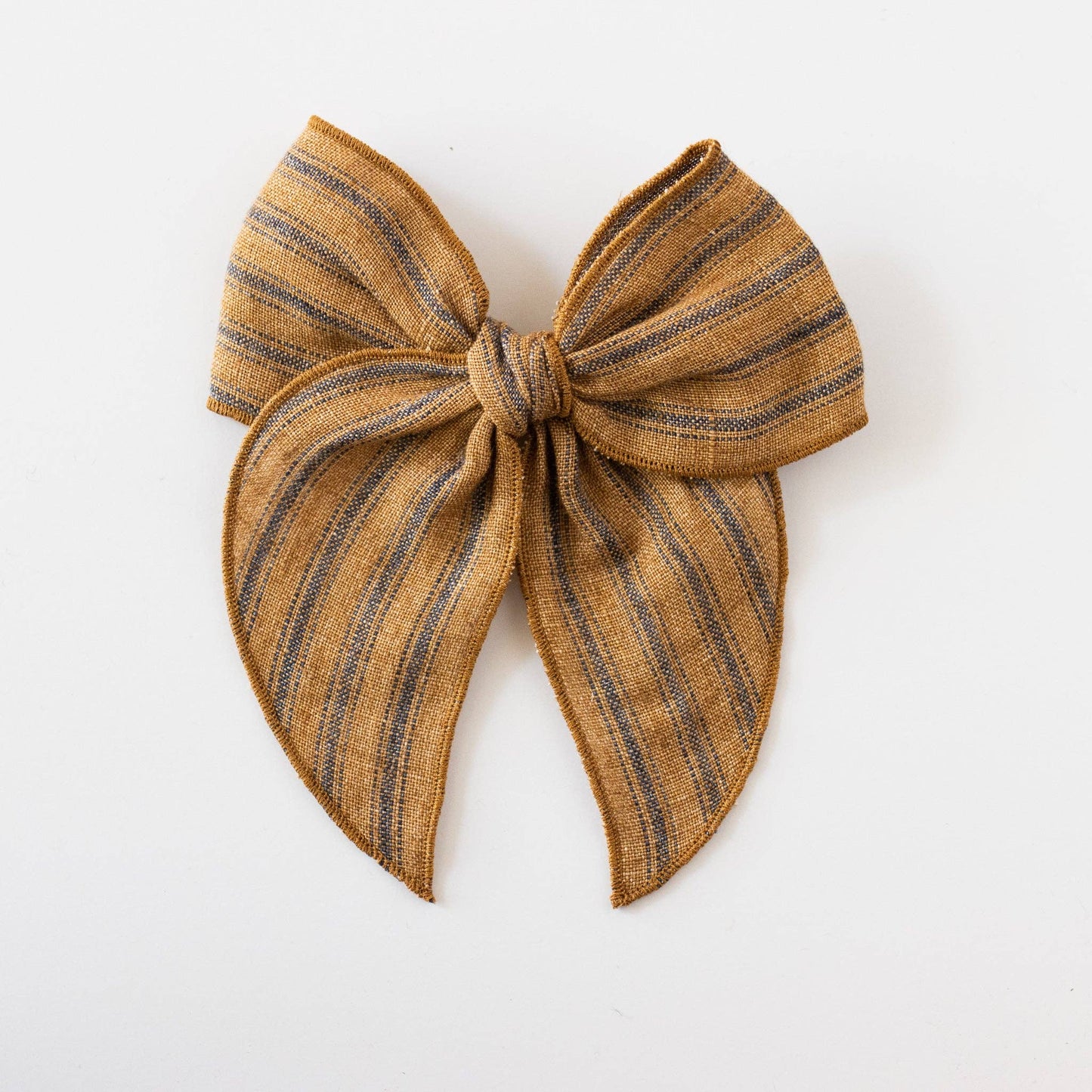 Fleur Striped Linen Bow Clip