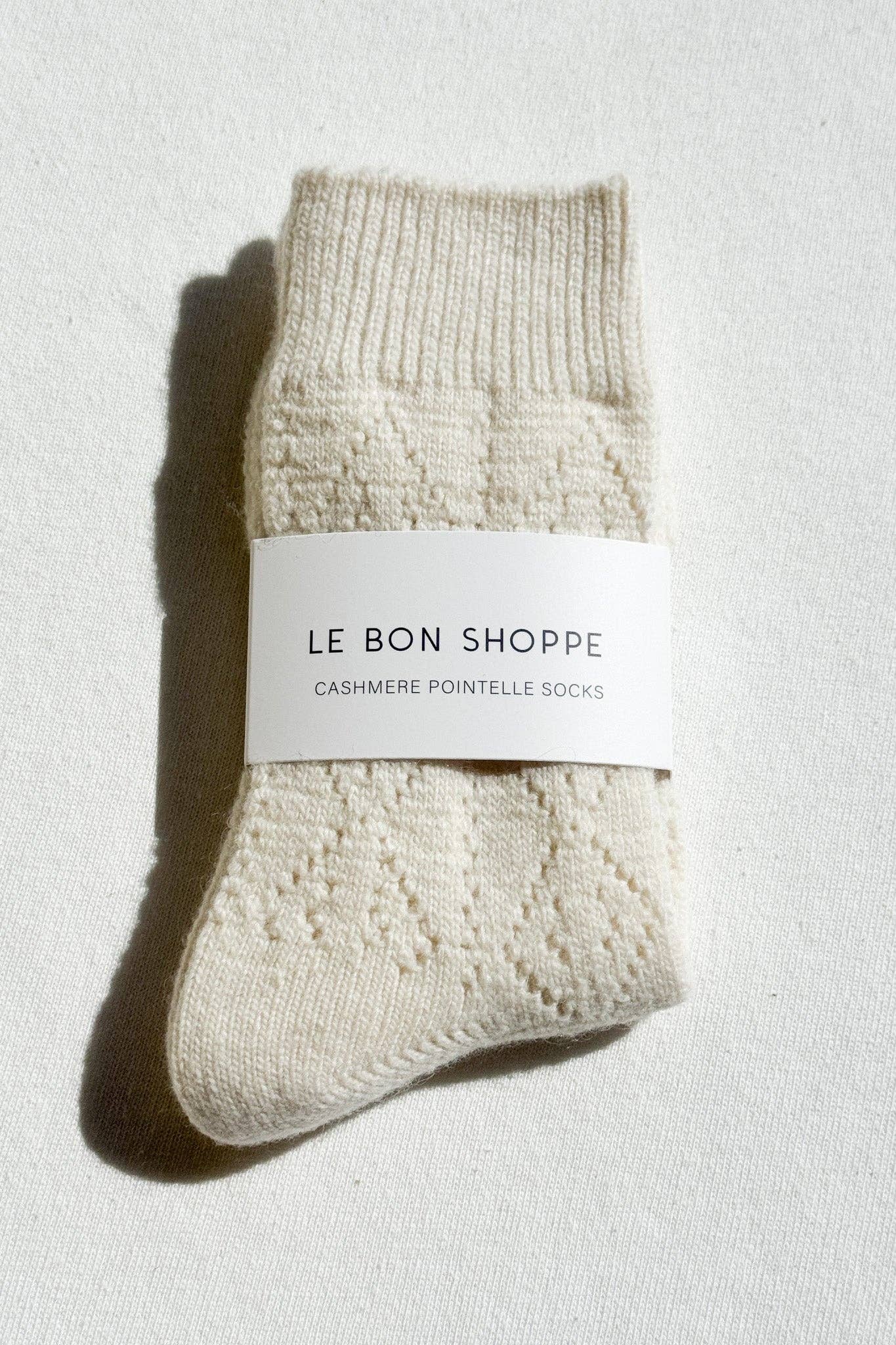 Cashmere Pointelle Socks | Cream