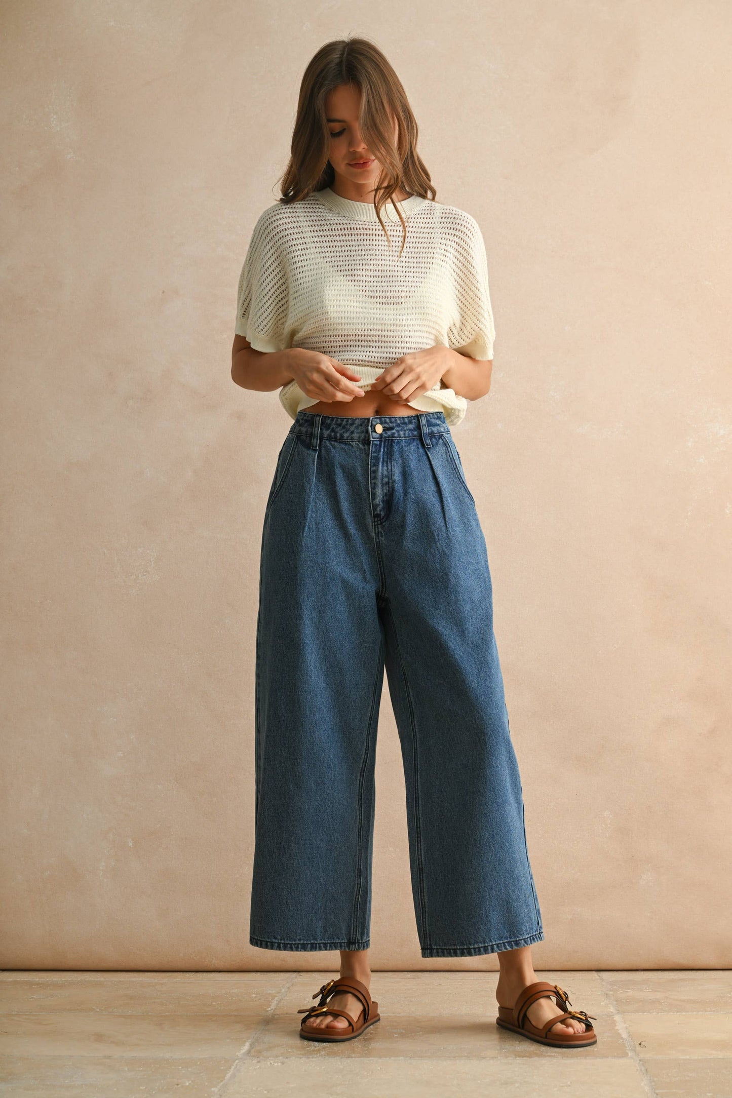 Relaxed Pleated Denim