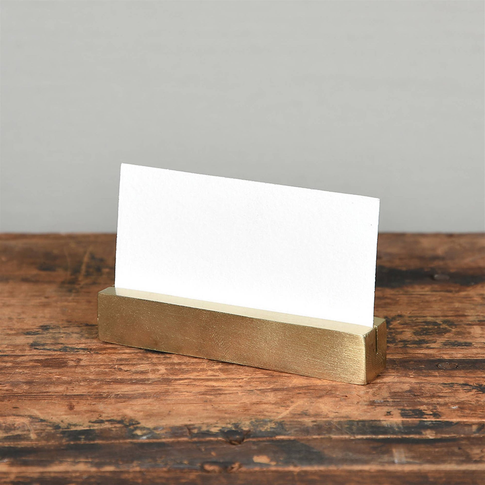 Cast Iron Rectangle Bar Place Card Holder - Brass