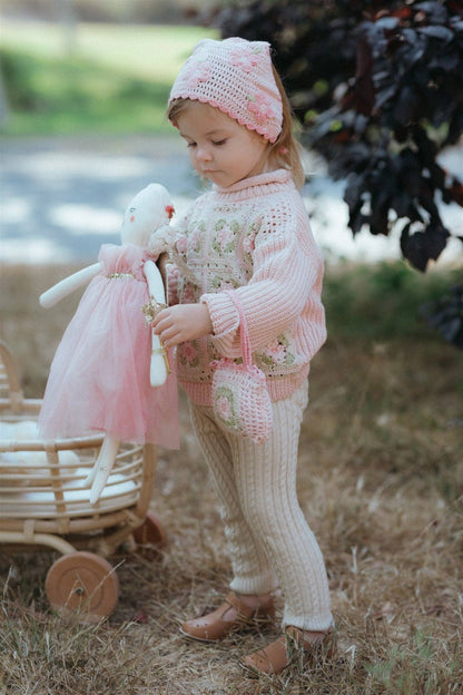 Cable Knit Legging - Taupe: 3-6m