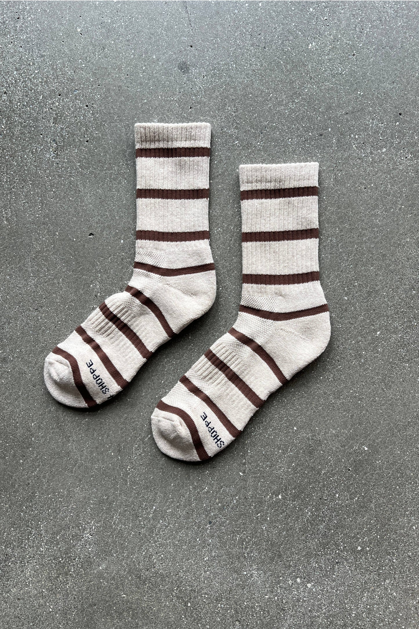 Striped Boyfriend Socks | Flax Stripe
