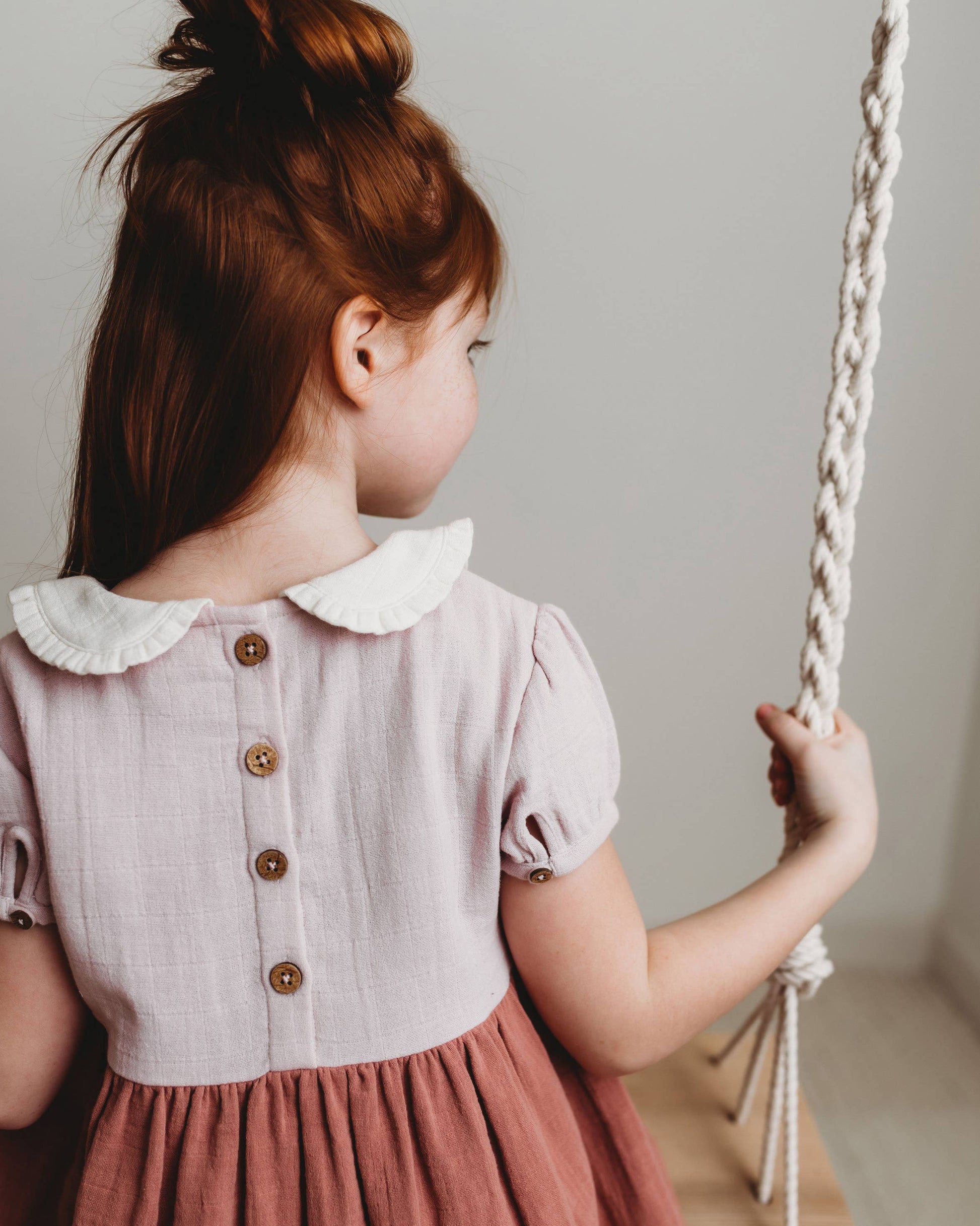 Colorblock Collar Dress- Soft Rose: 8Y