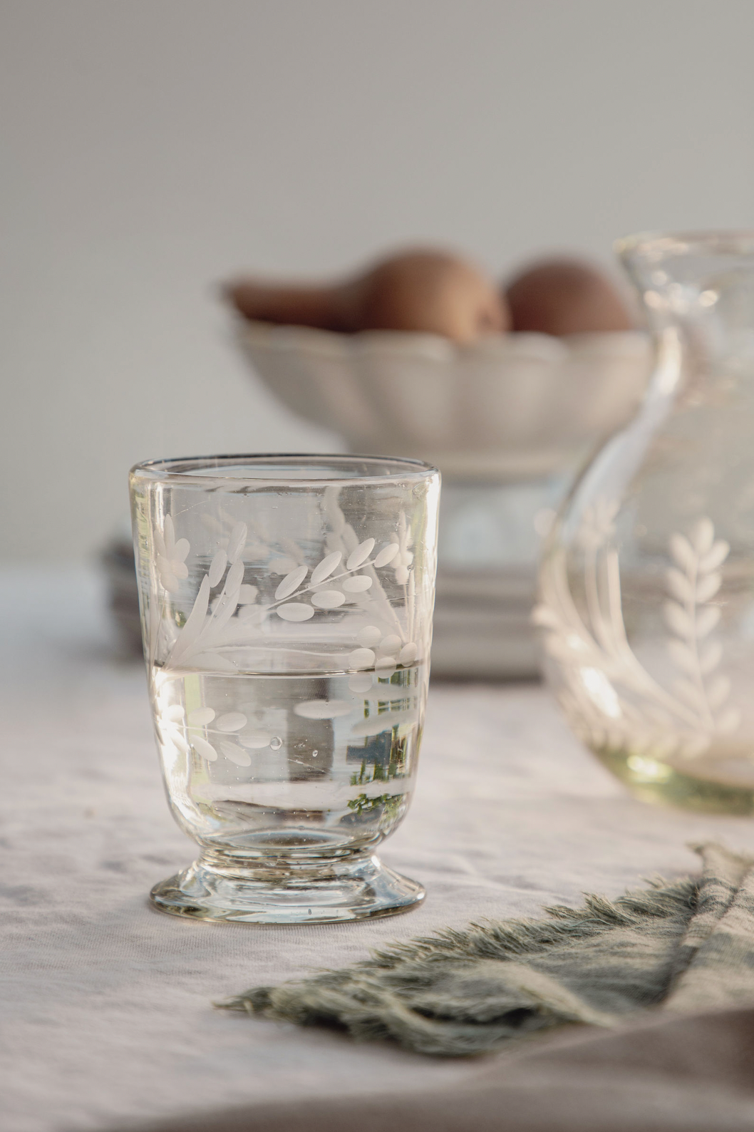 Hand-etched Blown Footed | Wine Glass