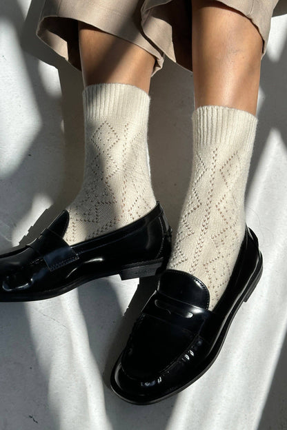 Cashmere Pointelle Socks | Cream