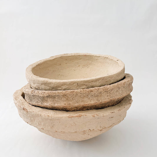 Primitive Antique Paper Mache Bowls | Medium