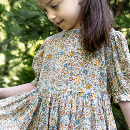 Girls' Short Puff Sleeve Phoebe Dress | Cottonfield Floral: 7-8 Y