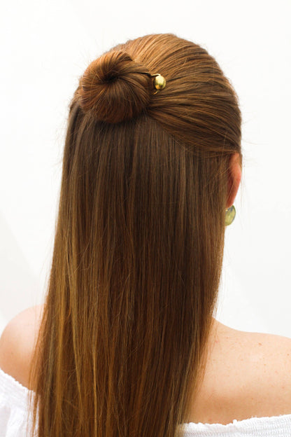 Raw Brass Bead Hair Pin | Full 5"