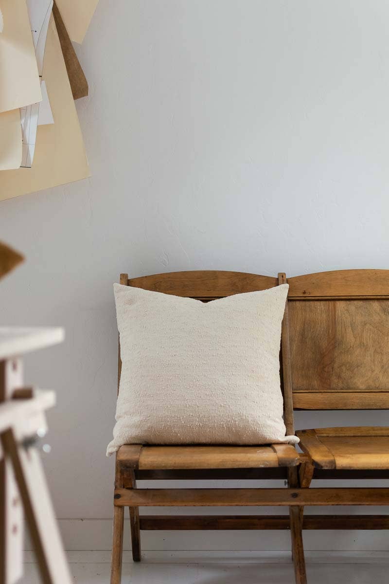 Woven Pillow in Textured Beige: 20 x 20