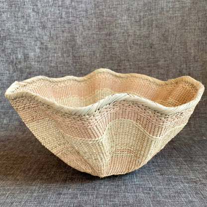 Dramatic Rippled Palm Leaf Dancing Basket | Large