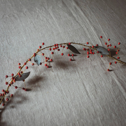 Brass Christmas Red Berry Garland