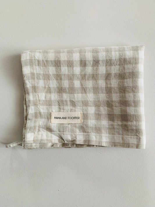 Pure French Linen Tea Towel | Dove Grey Gingham