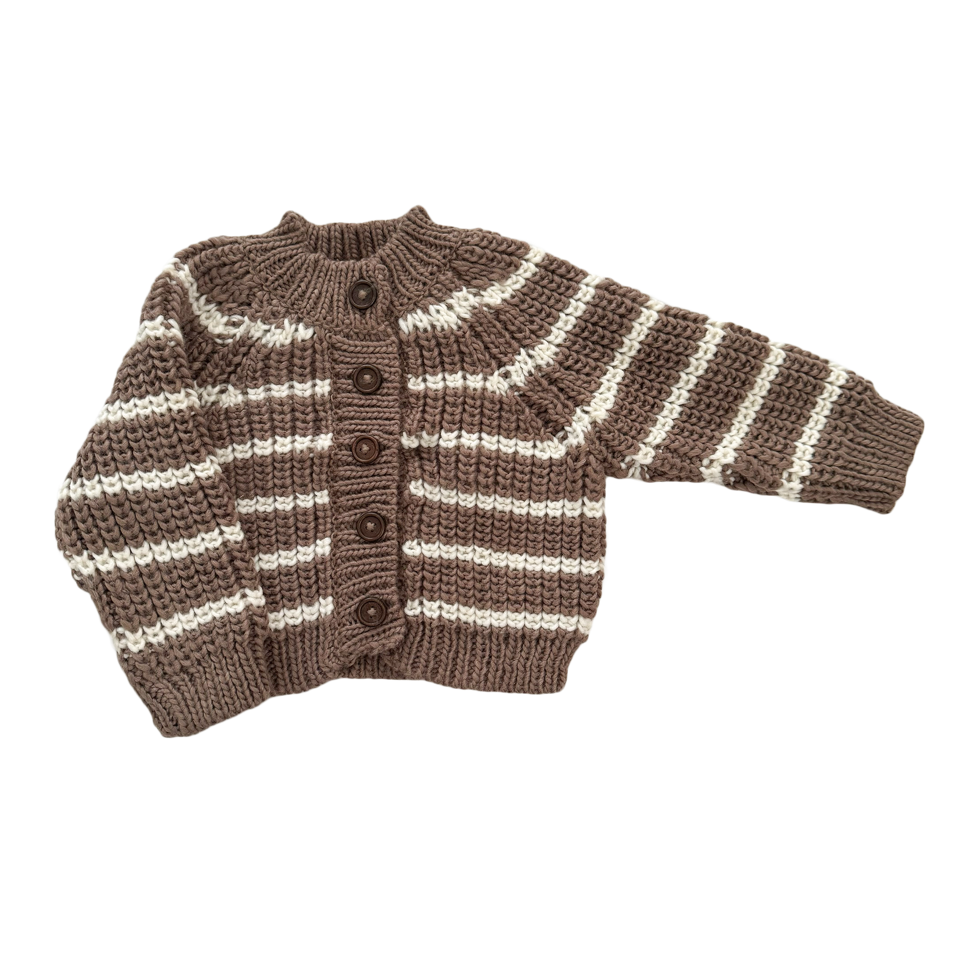 Rib Knit Stripe Cardigan, Tan | Baby & Kid Sweater: XS; 6-12M