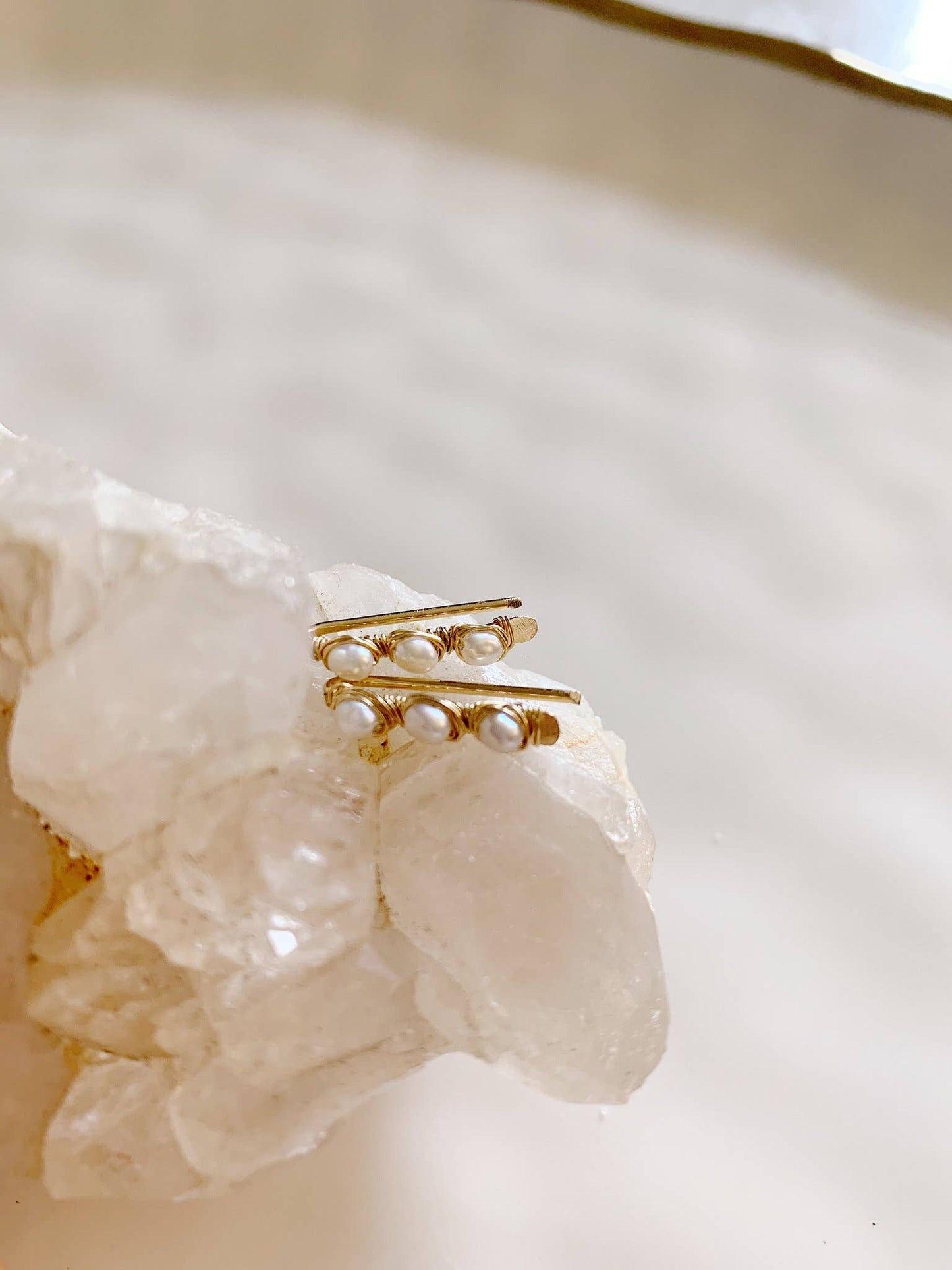 Pearl Bar Climbers: 14k Gold Filled