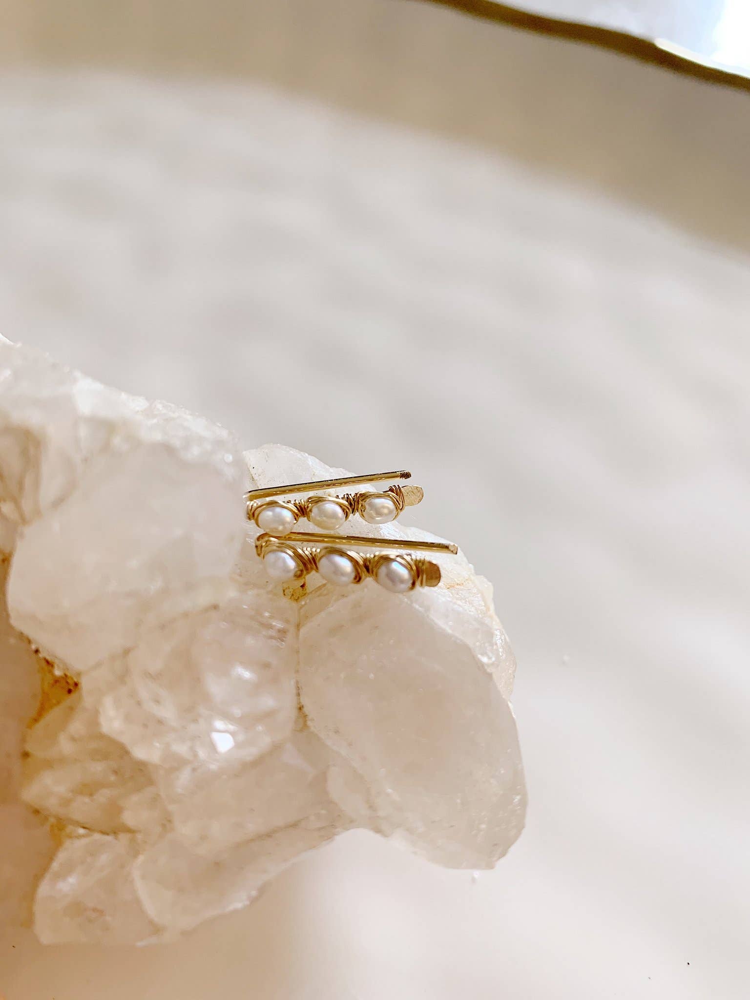 Pearl Bar Climbers: 14k Gold Filled