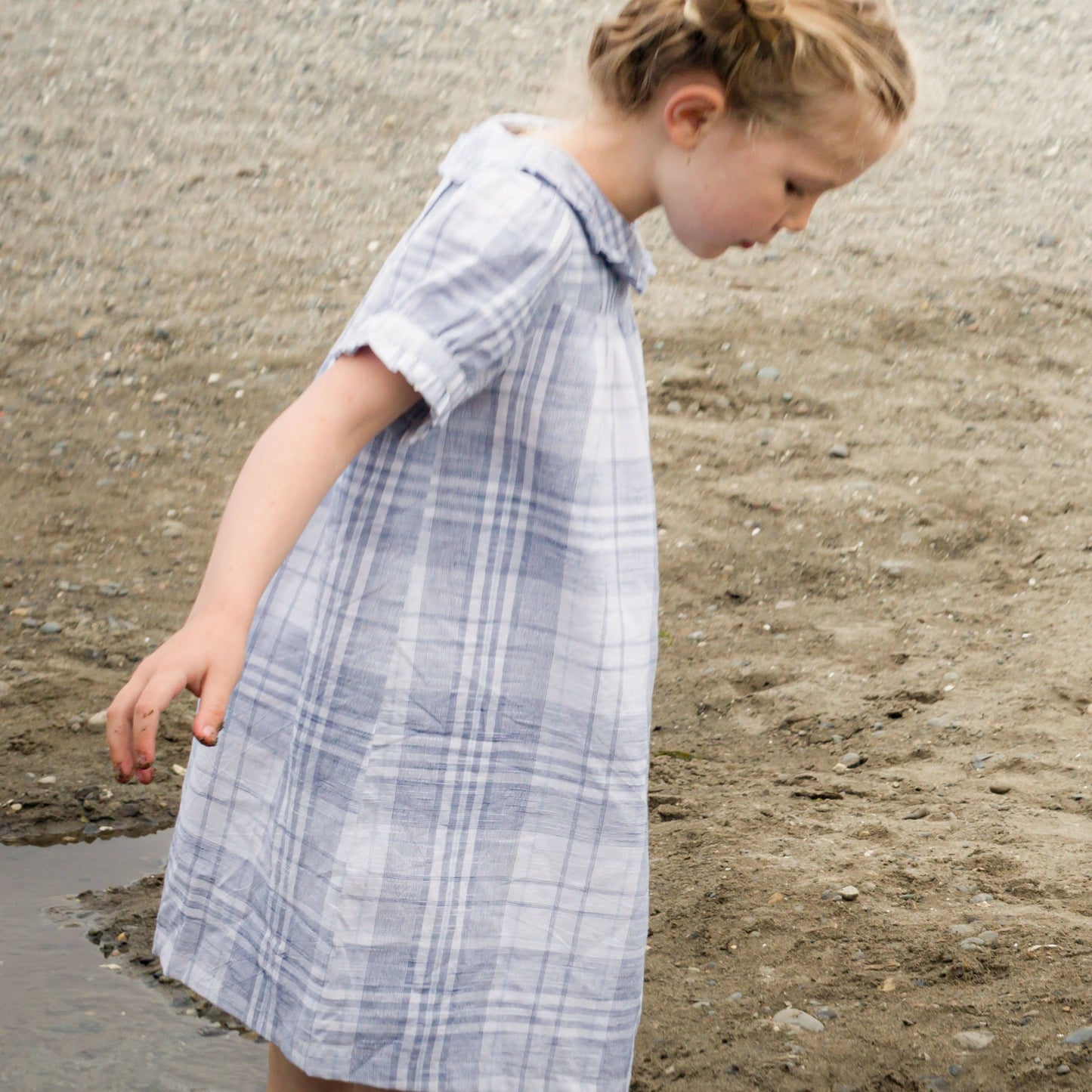 Selah Dress - Blue-slub Check: 3-4 Y