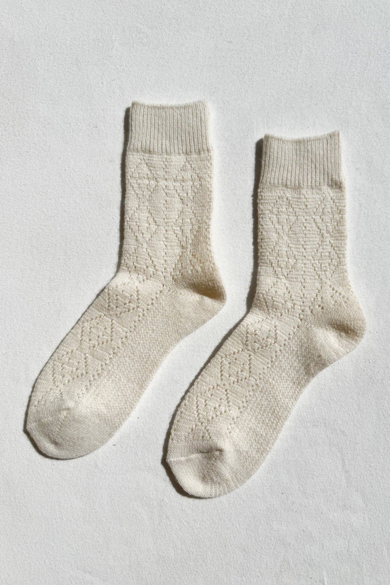 Cashmere Pointelle Socks | Cream