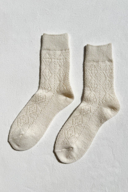 Cashmere Pointelle Socks | Cream