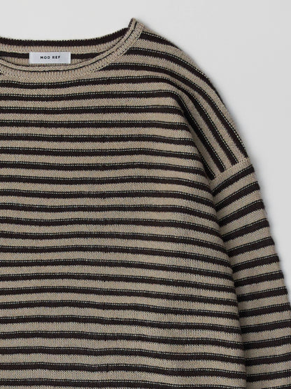 The Auden Sweater | Brown Beige Stripe