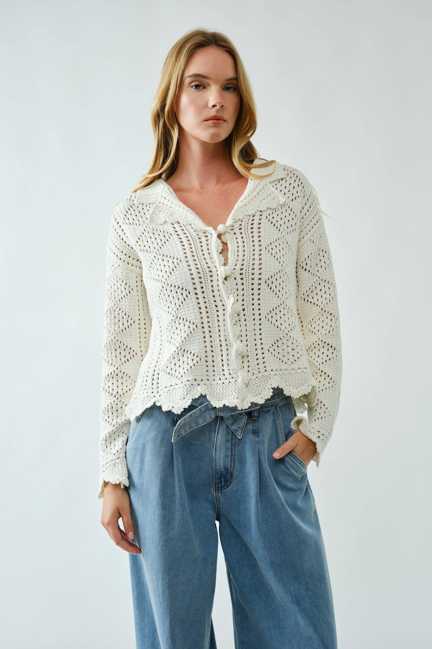 Open Knit Crochet Cardigan