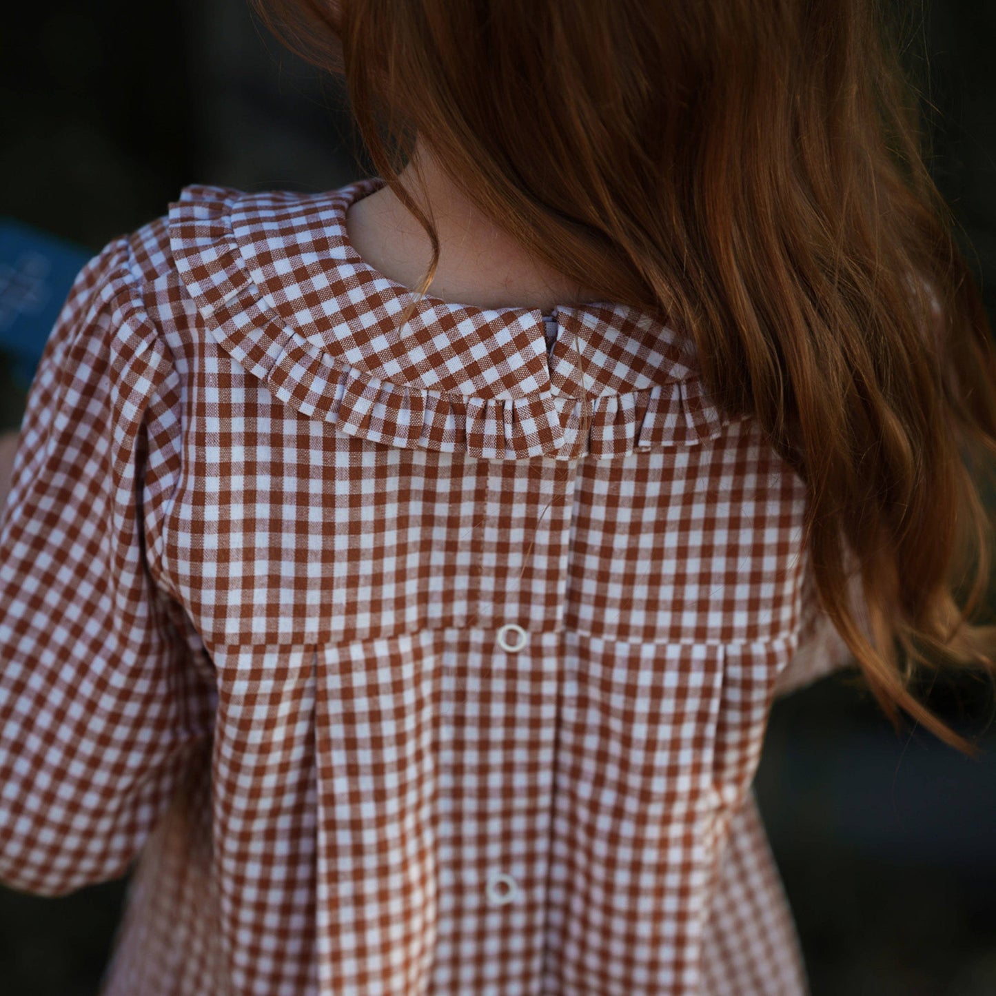 Ruffle Collar Dress | Brown Gingham