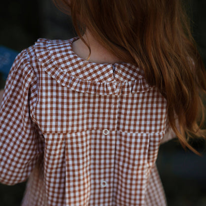 Ruffle Collar Dress | Brown Gingham