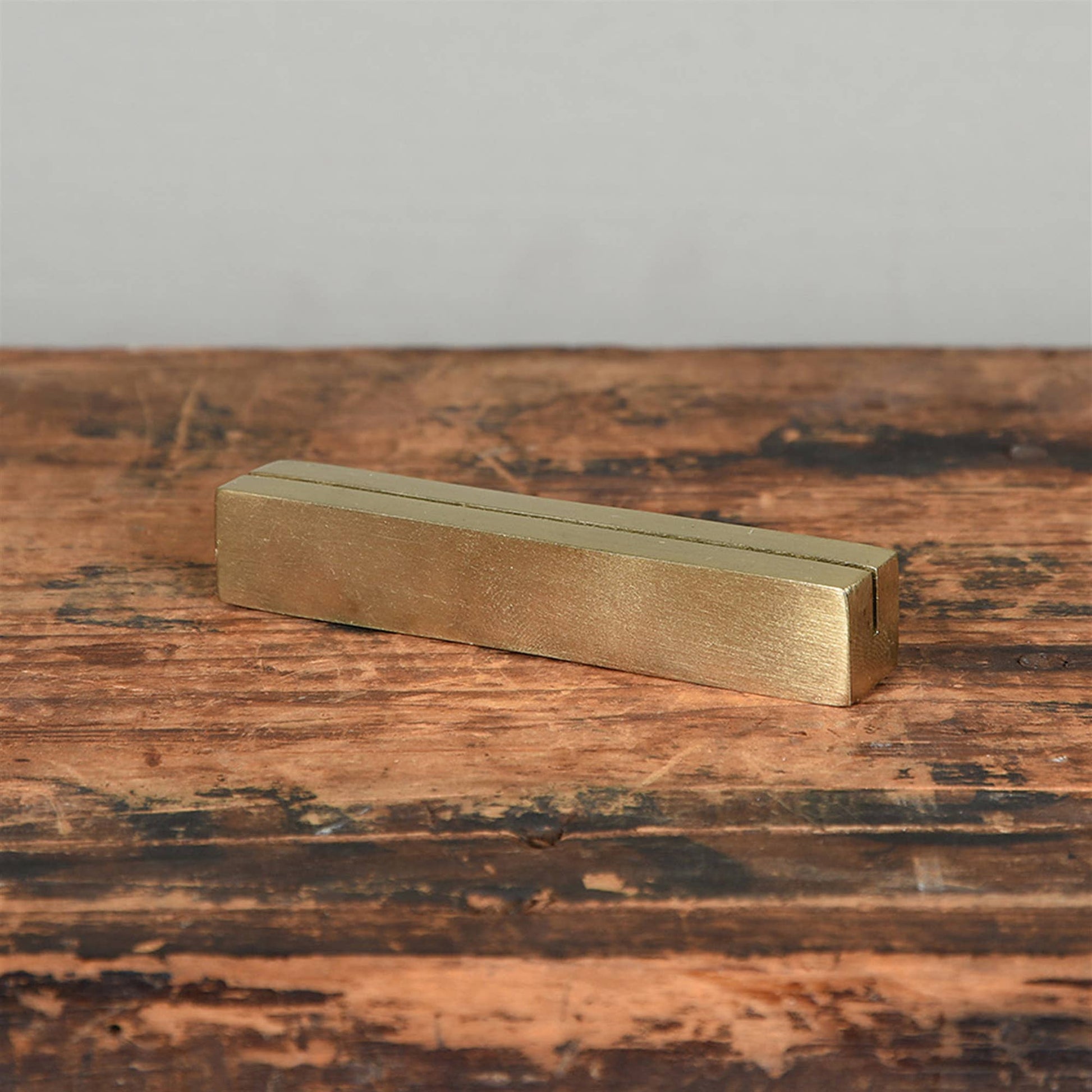 Cast Iron Rectangle Bar Place Card Holder - Brass