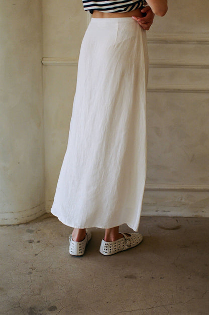 Abigail  Linen Button Down Midi Skirt