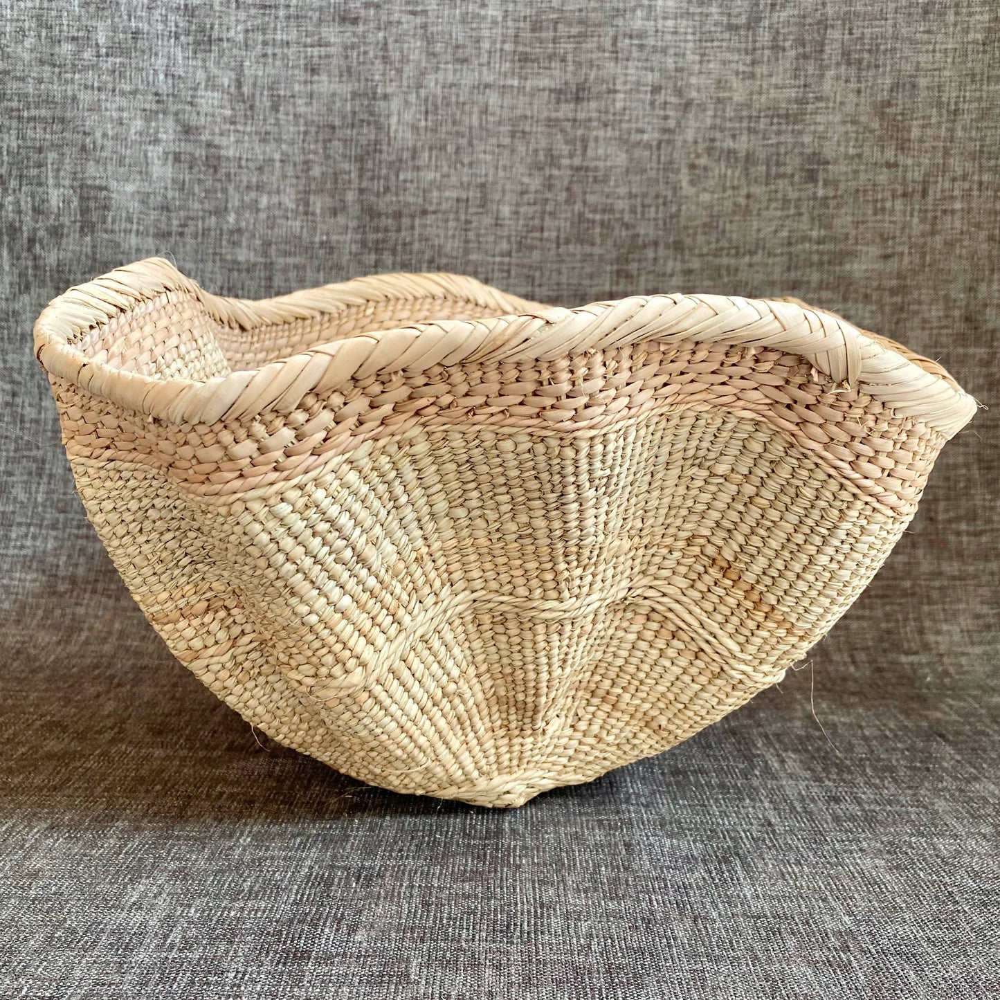 Dramatic Rippled Palm Leaf Dancing Basket | Small
