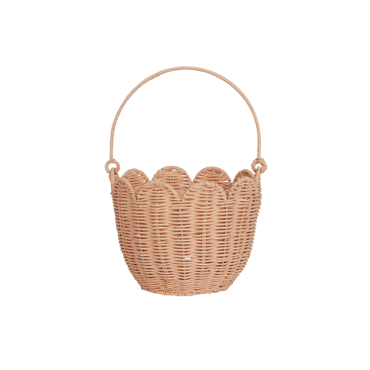 Rattan Tulip Carry Basket | Seashell Pink