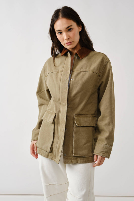 Vintage Washed Barn Jacket | Olive