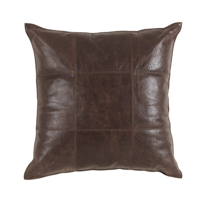 Divya Leather Pillow 22" x 22" - Dark Brown