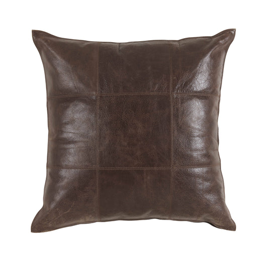 Divya Leather Pillow 22" x 22" - Dark Brown