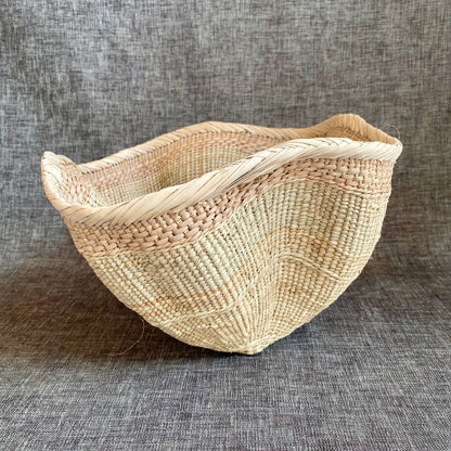 Dramatic Rippled Palm Leaf Dancing Basket | Small