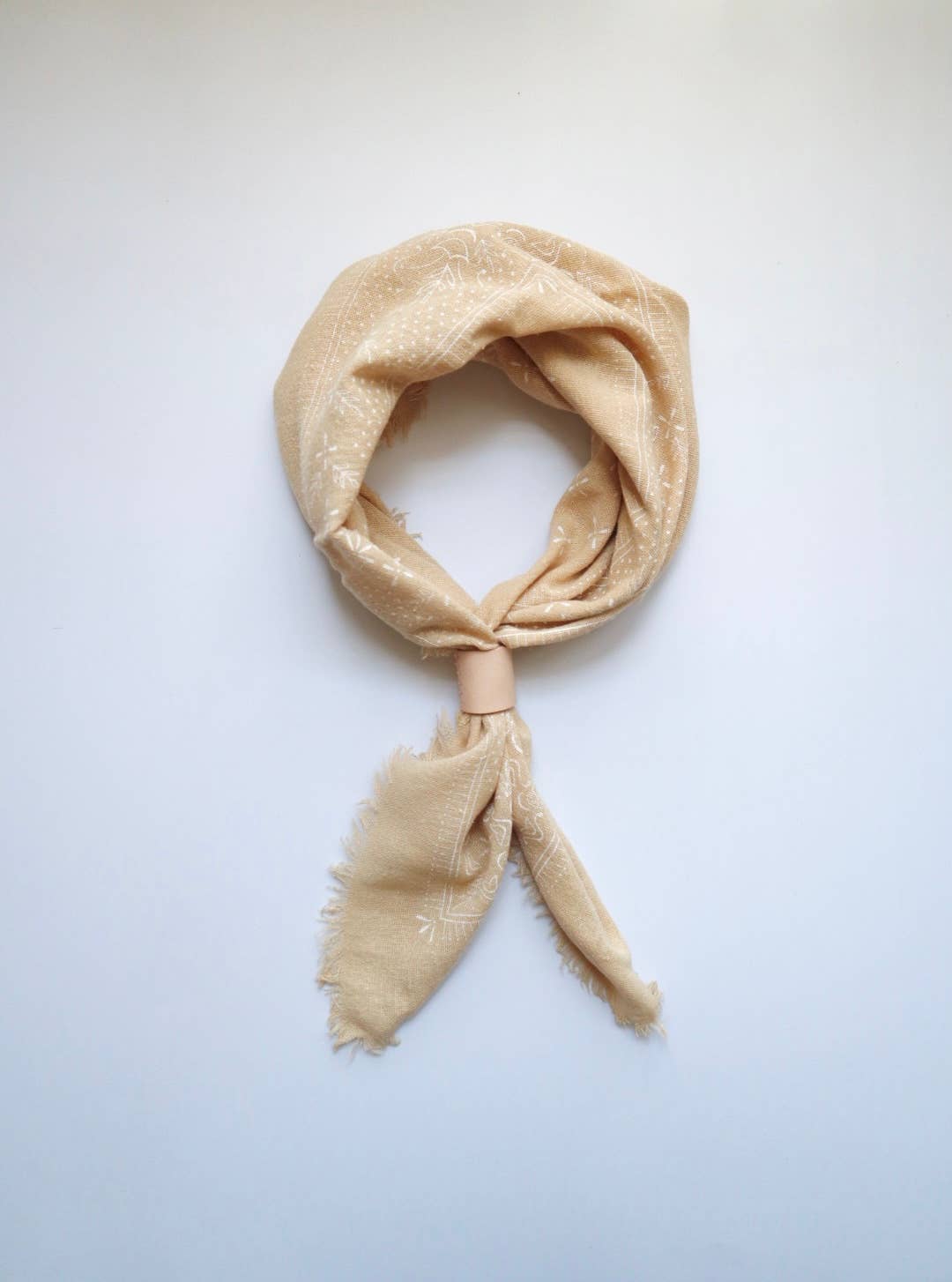 Oatmeal Classic Print Naturally Raw Silk Bandana | (white ink)