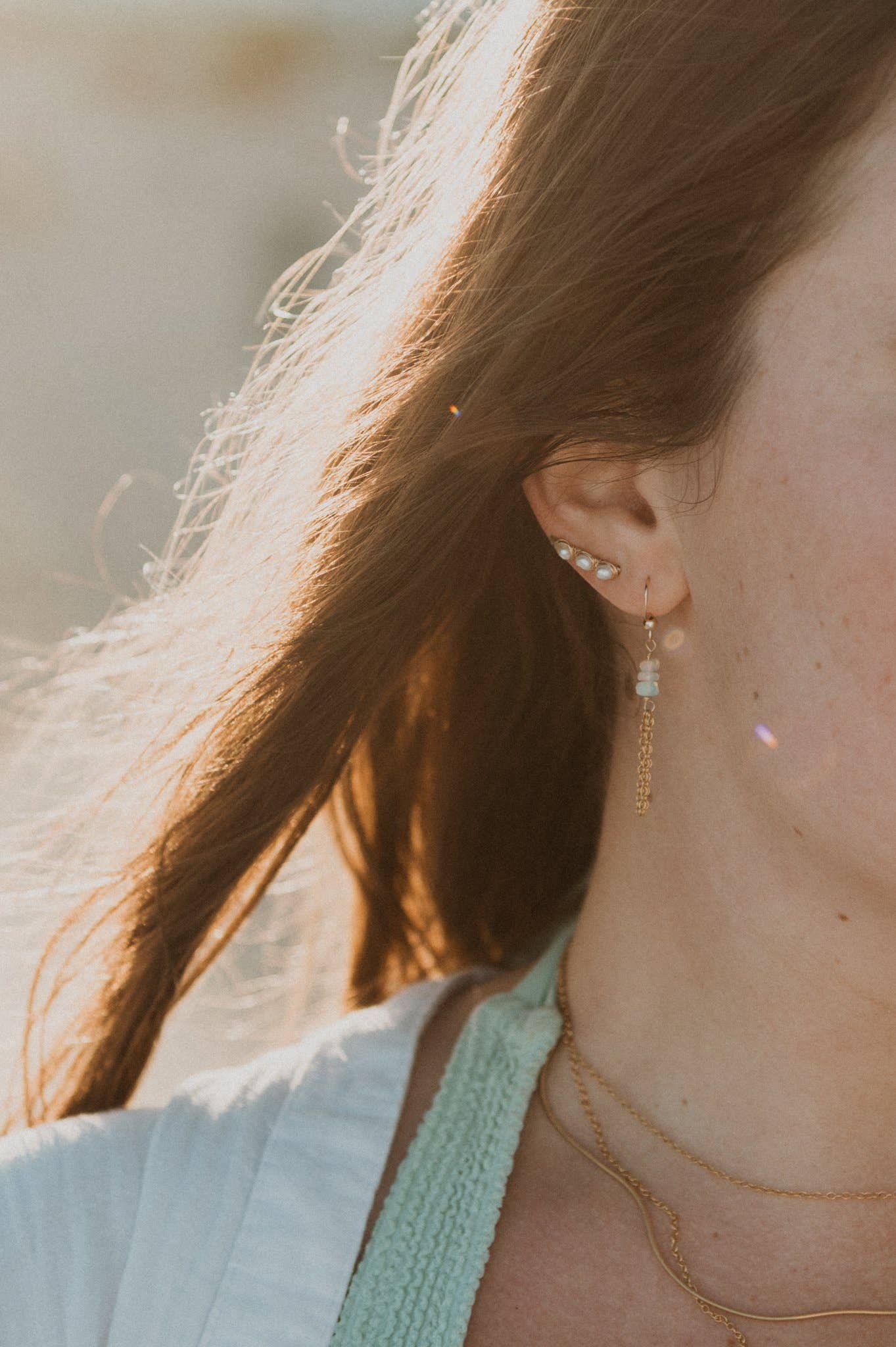 Pearl Bar Climbers: 14k Gold Filled