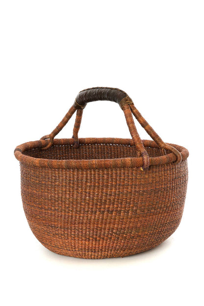 Gingerbread Bolga Basket with Leather Handles