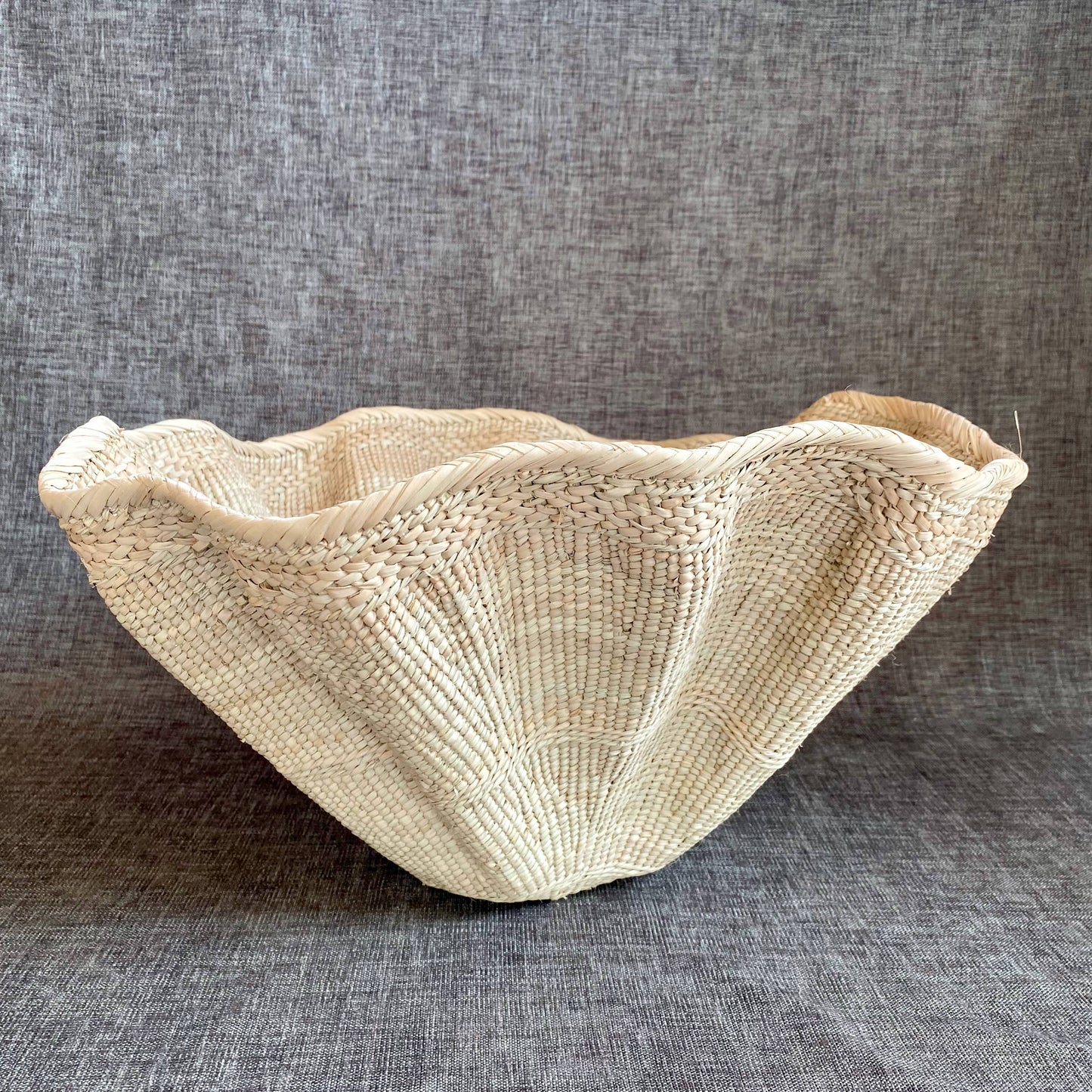 Dramatic Rippled Palm Leaf Dancing Basket | Small