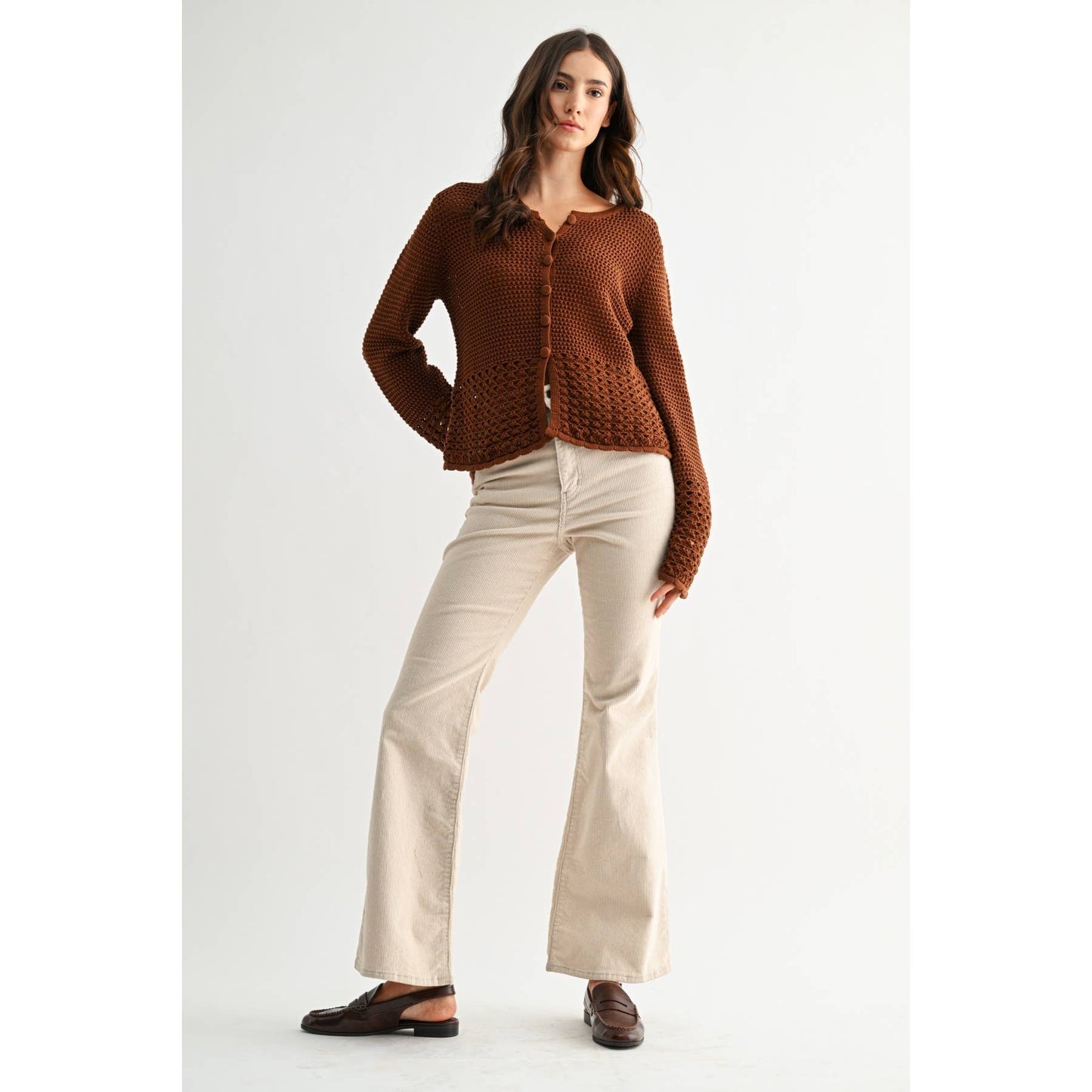 Brown Crochet Cardigan